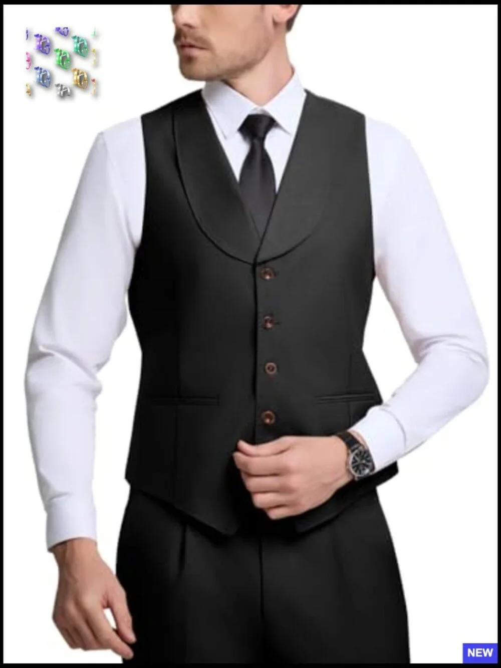 Slim Fit Suit Vest Pants Set Formal Classic Elegant Wedding Business Groomsmen
